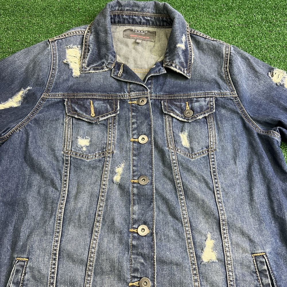 TORRID Blue‎ Denim Distressed Jacket Women's Blue Jean Jacket Size 1XL